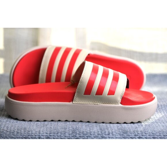 New! Size: 8 Women Adidas Adilette Platform Slides Vanilla Semi Lucid Red JP5676 - Picture 13 of 16